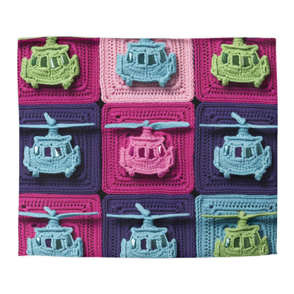 Helicopter Crochet Vehical Aviator Transport Flight Flying Vehicle - Microfiber Duvet Cover