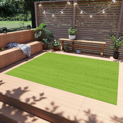 Lush Grass Neon Green: Denim-Inspired, Springtime Fabric Style - Outdoor Rug