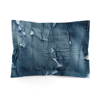 Distressed Blue Denim-Look: Edgy, Torn Fabric Design - Microfiber Pillow Sham