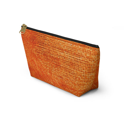 Burnt Orange/Rust: Denim-Inspired Autumn Fall Color Fabric - Accessory Pouch w T-bottom