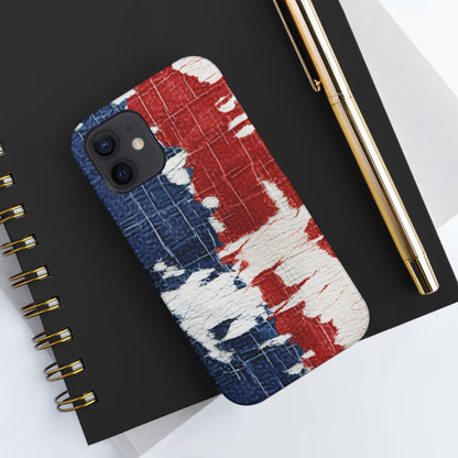 Patriotic Red, White & Blue: Distressed Denim-Style, Torn Fabric - Tough Phone Cases