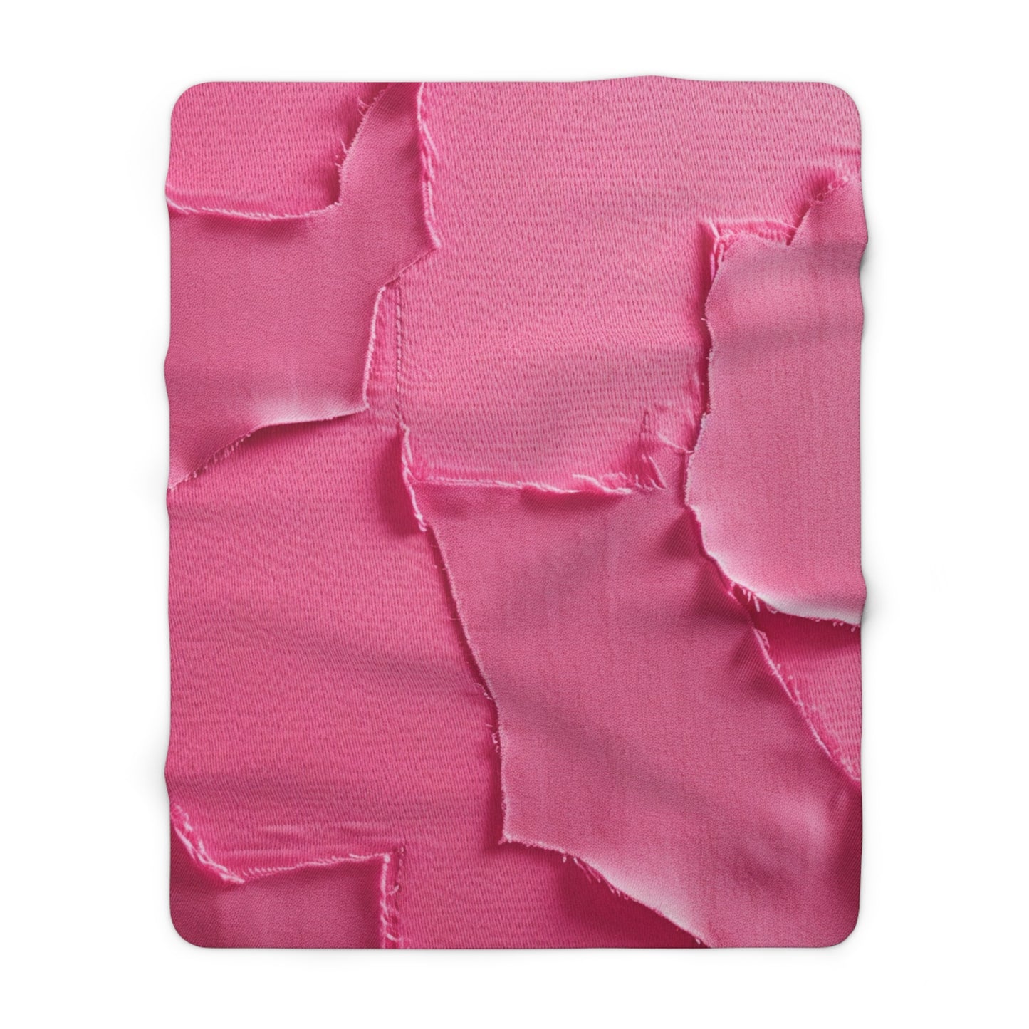 Distressed Neon Pink: Edgy, Ripped Denim-Inspired Doll Fabric - Sherpa Fleece Blanket