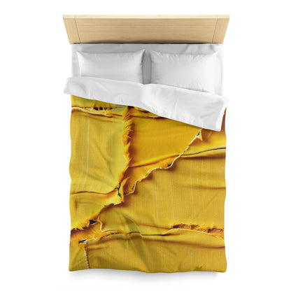 Banana Yellow Lemon: Bold Distressed, Denim-Inspired Fabric - Microfiber Duvet Cover