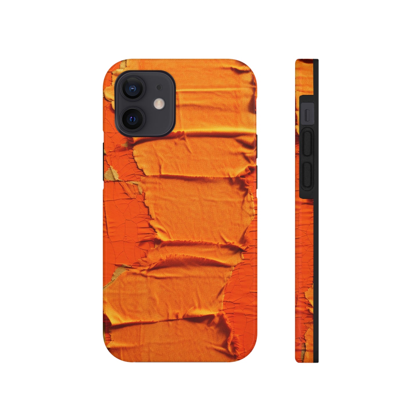 Fiery Citrus Orange: Edgy Distressed, Denim-Inspired Fabric - Tough Phone Cases