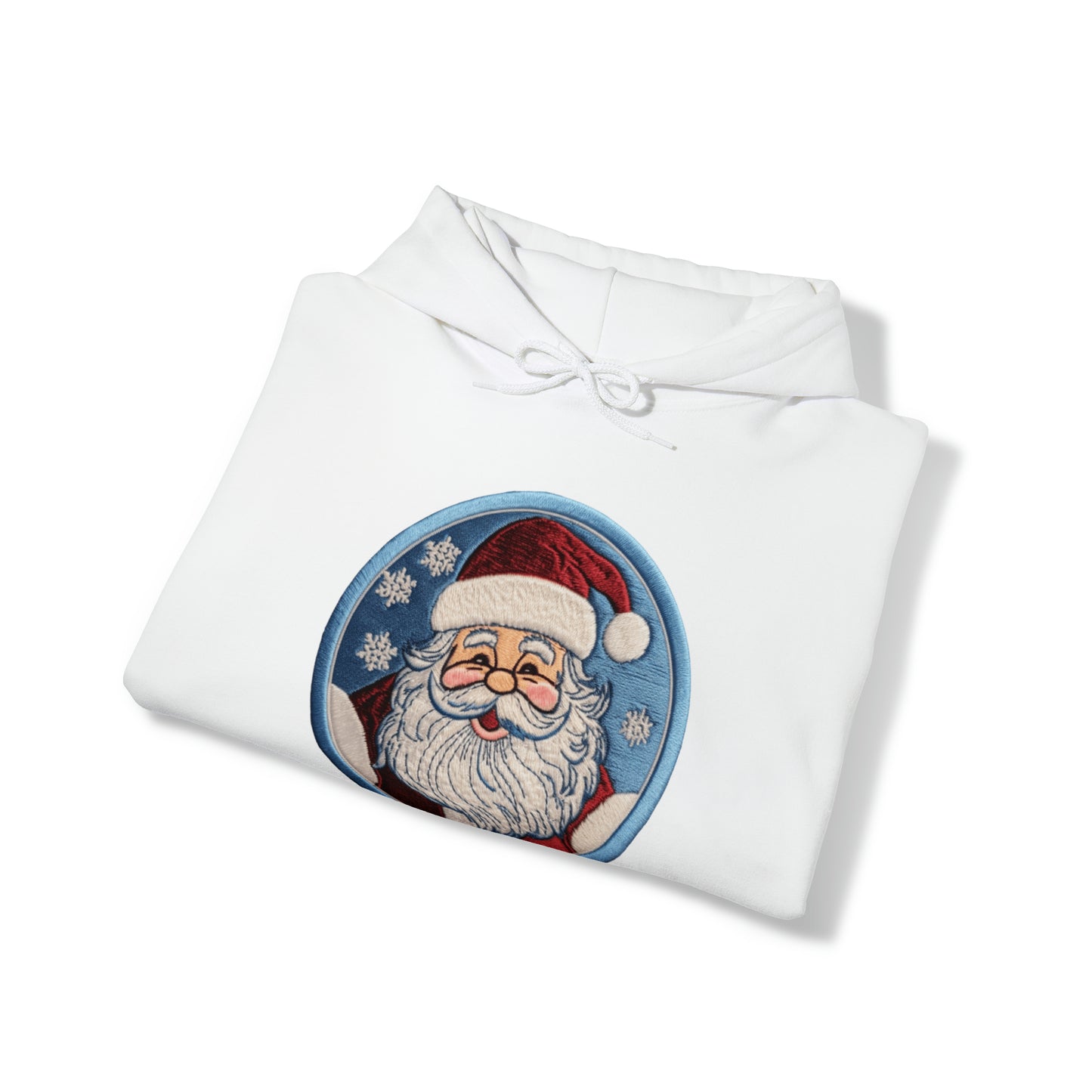 Santa Chenille Patch: Christmas Festive Holiday Design - Unisex Heavy Blend™ Hooded Sweatshirt