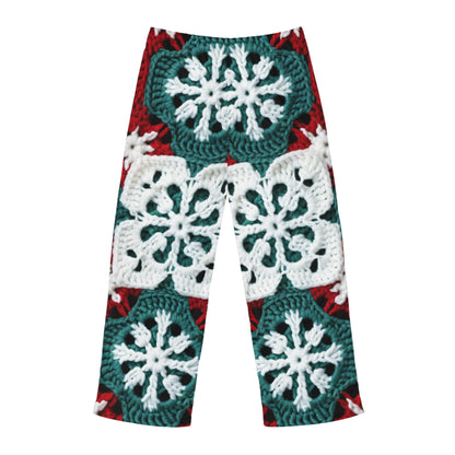 Christmas Snowflake Crochet, Festive Yuletide, Winter Wonderland Craft, Ice Crystal, Holiday Decor, Seasonal Adornments - Men's Pajama Pants (AOP)