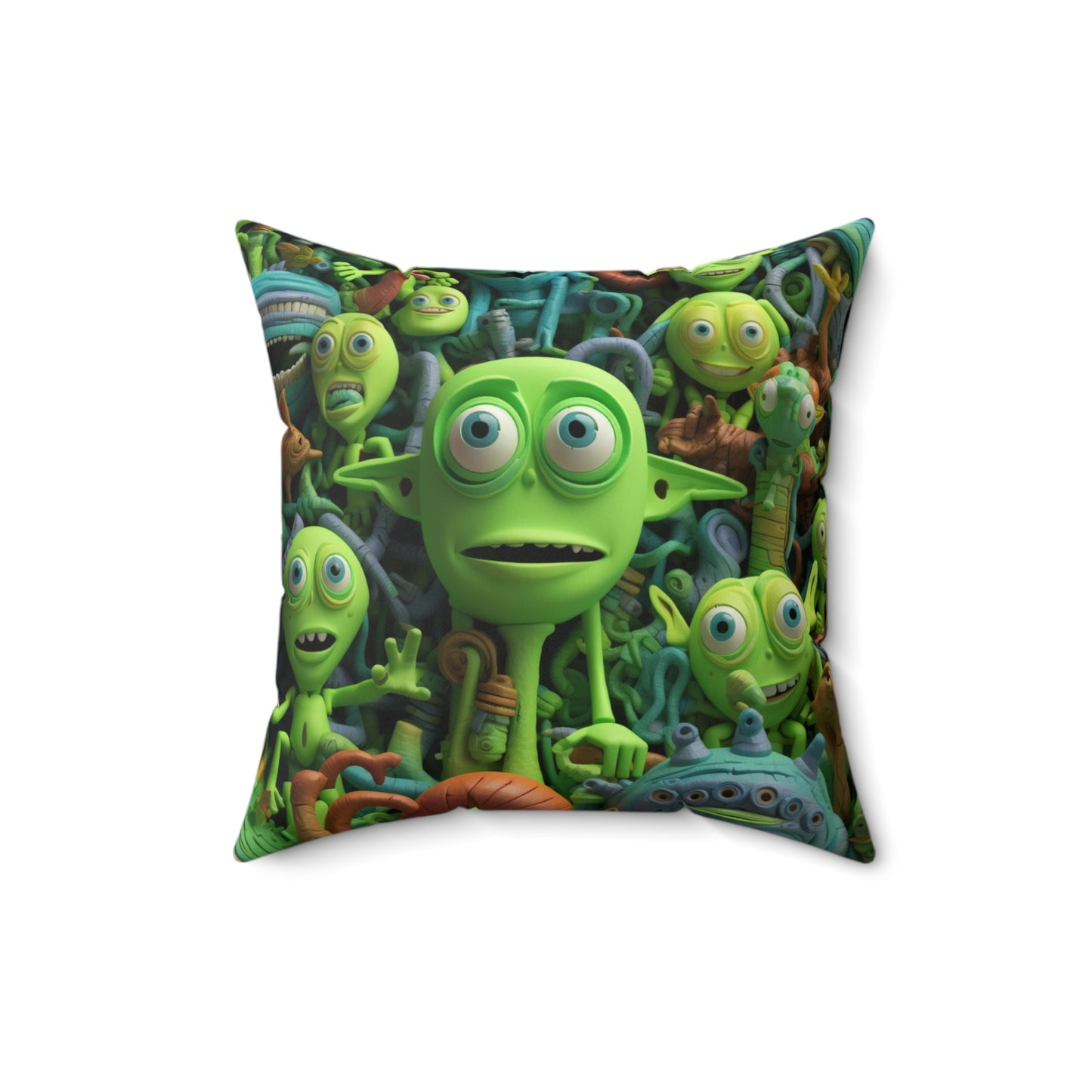 Toy Alien Story Space Character Galactic UFO Anime Cartoon - Spun Polyester Square Pillow