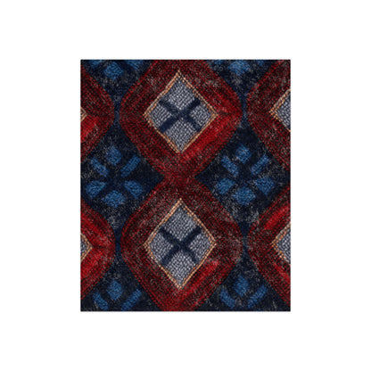 Moquette Majesty: Red & Blue Woolen Wonders - Crushed Velvet Blanket