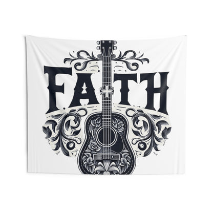 Guitar Cross Faith - Christian Gift, Love and Grace, Faithful, Jesus - Indoor Wall Tapestries