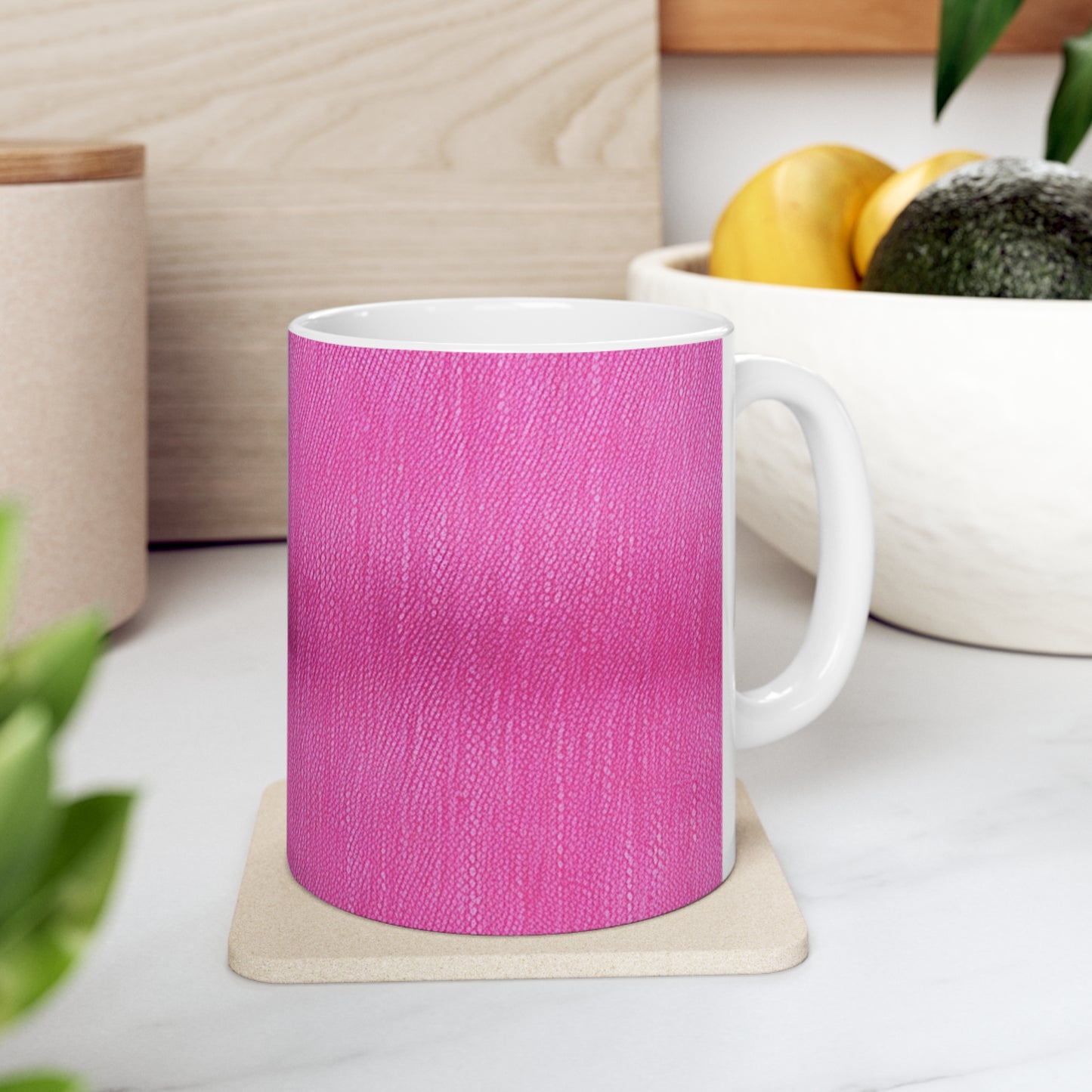 Dual Delight: Half-and-Half Pink & Blue Denim Daydream - Ceramic Mug 11oz