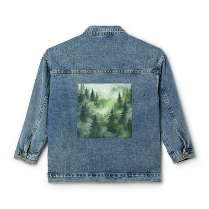 Forest Adventure Graphic, Gift, Women's Denim Jacket