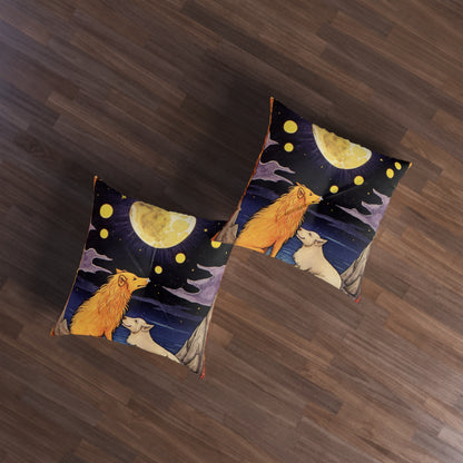 Moon Tarot Card Art - Embrace Your Intuition and Dreams - Tufted Floor Pillow, Square