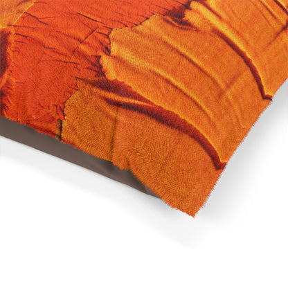 Fiery Citrus Orange: Edgy Distressed, Denim-Inspired Fabric - Dog & Pet Bed