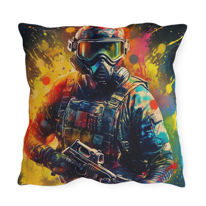 Paintball Game Sport: Professional Action Shot Target Player - Outdoor Pillows