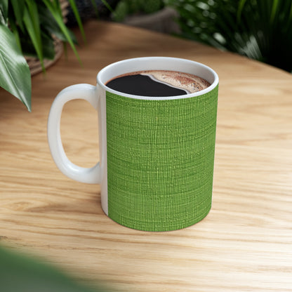 Olive Green Denim-Style: Seamless, Textured Fabric - Ceramic Mug 11oz