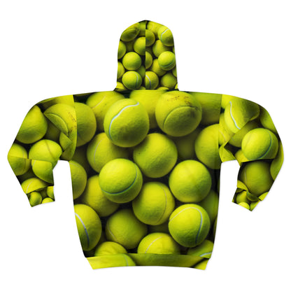 Tennis Ball Sport: Athlete Court Action, Rally & Serve - Unisex Zip Hoodie (AOP)