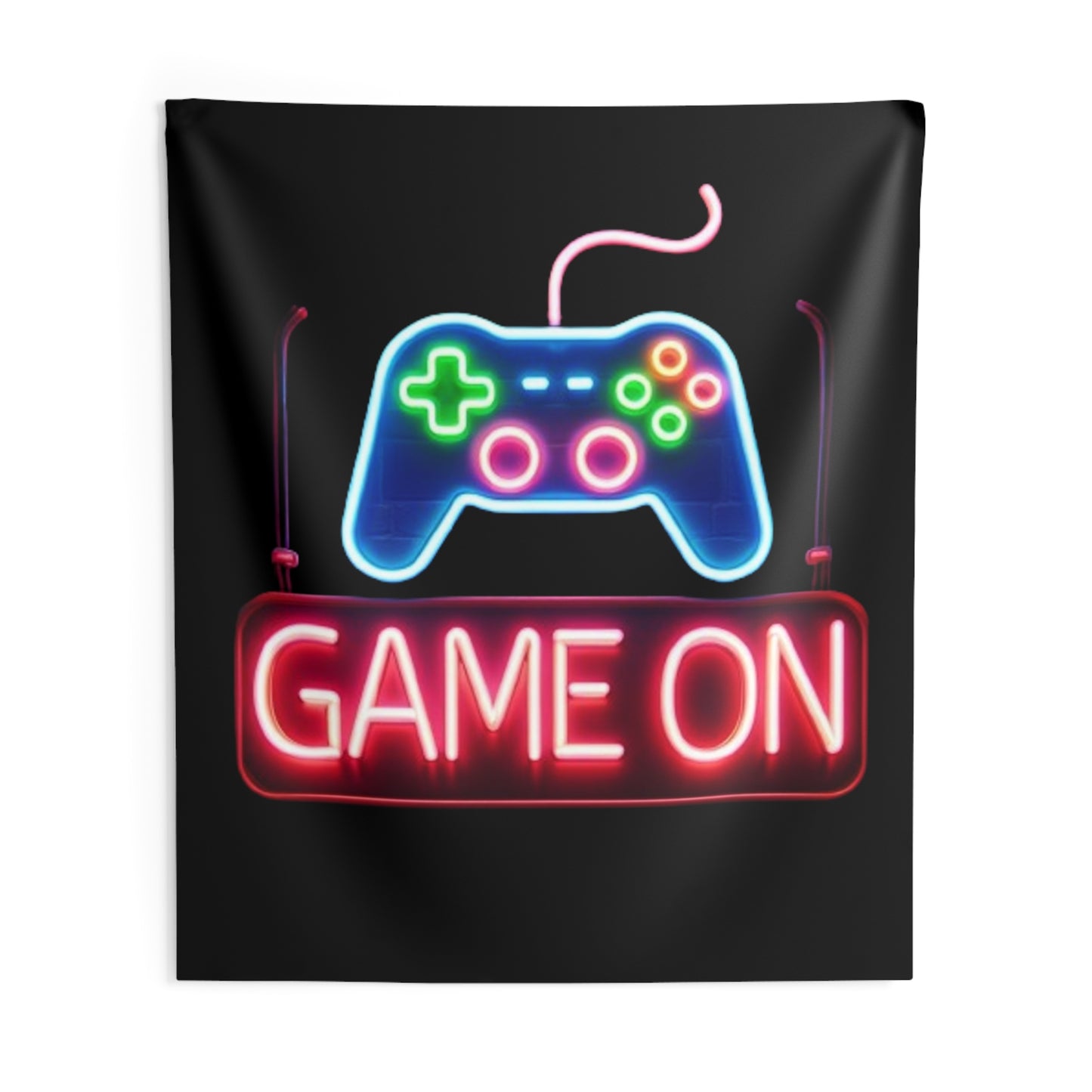 Game On Sign, Neon Graphic, Indoor Wall Tapestries