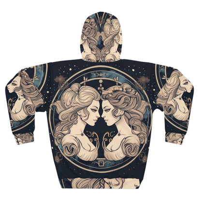 Duality of Gemini - Expressive Twins Zodiac - Unisex Pullover Hoodie (AOP)