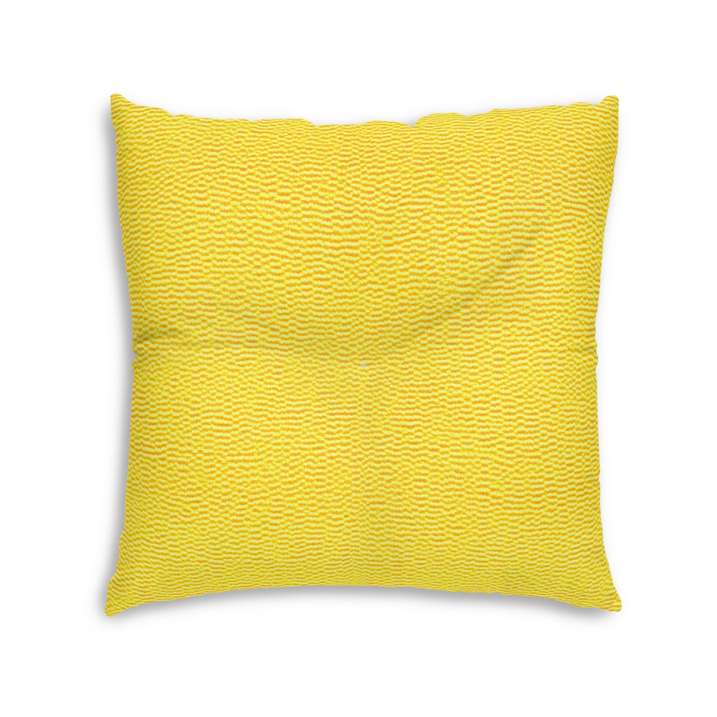 Sunshine Yellow Lemon: tela alegre, inspirada en la mezclilla - Almohada de piso capitoné, cuadrada 