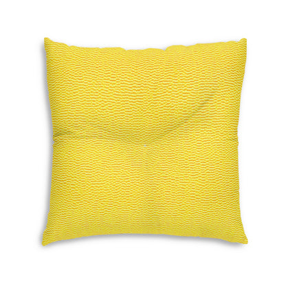 Sunshine Yellow Lemon: tela alegre, inspirada en la mezclilla - Almohada de piso capitoné, cuadrada 