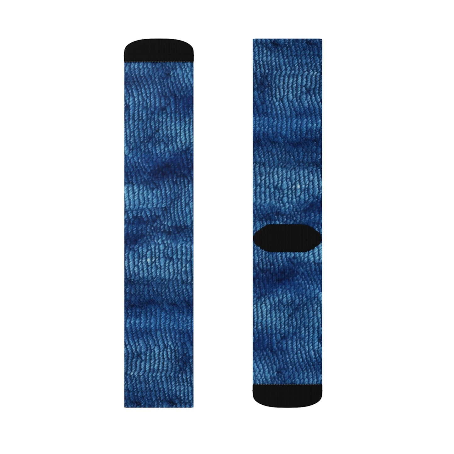 Blue Spectrum: Denim-Inspired Fabric Light to Dark -Sublimation Socks