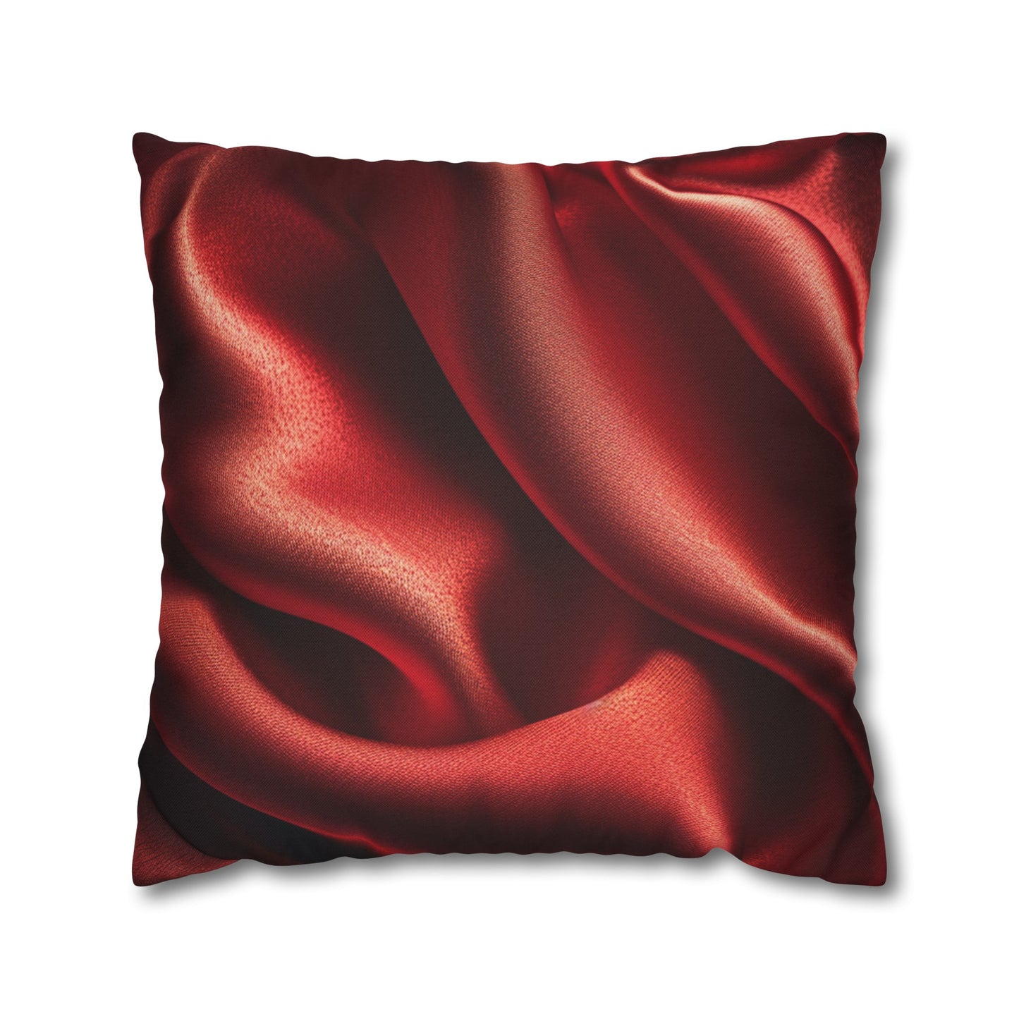 Red Silk, Spun Polyester Square Pillowcase