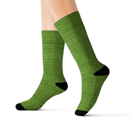 Olive Green Denim-Style: Seamless, Textured Fabric - Sublimation Socks