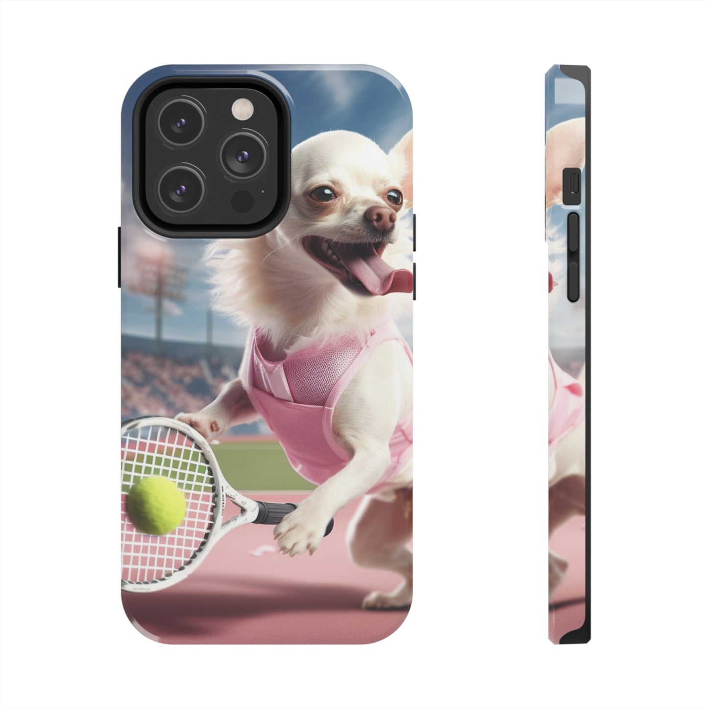 Chihuahua Tennis Ace: Dog Pink Outfit, Court Atheletic Sport Game - Tough Phone Cases