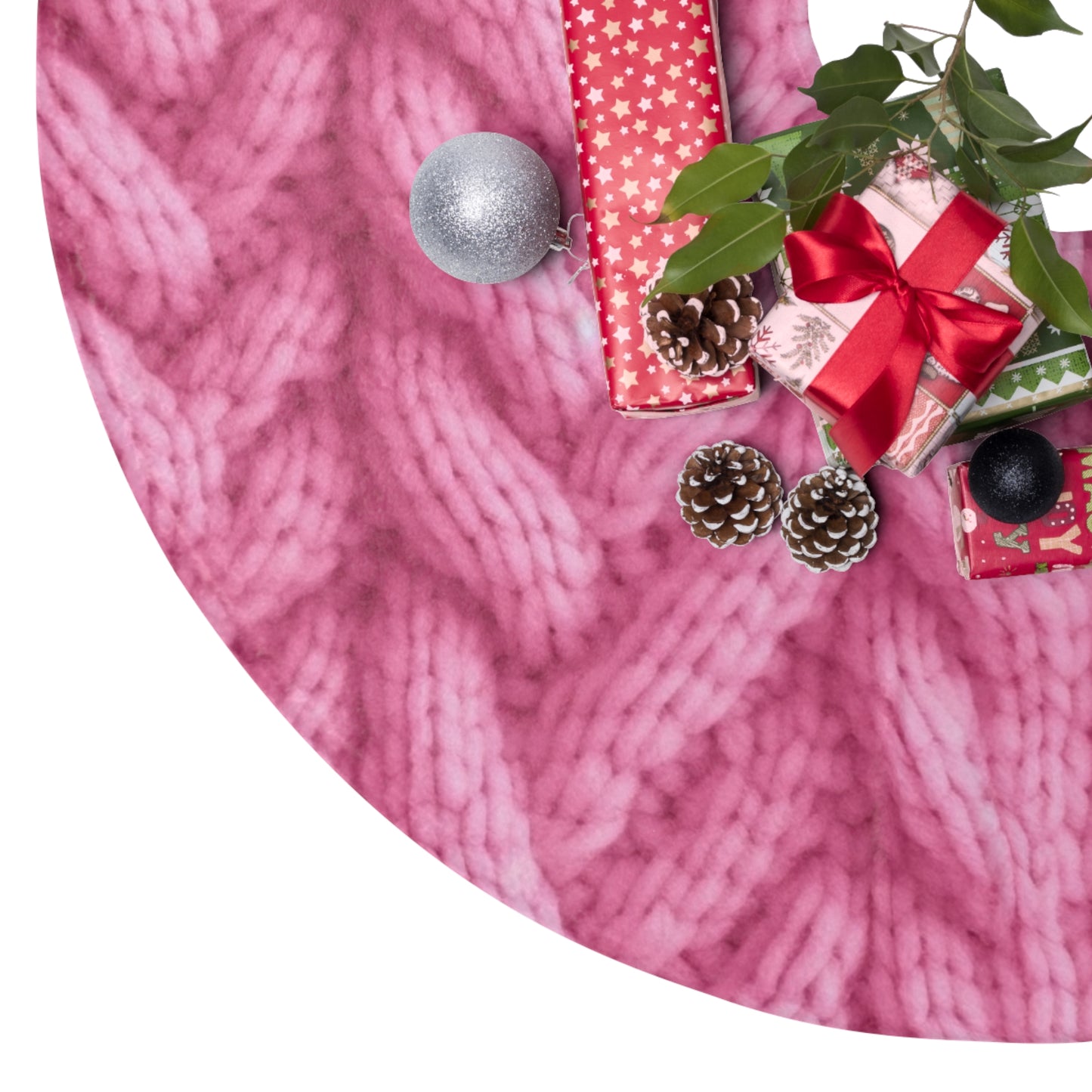 Blush Knit: Soft Hot Pink Palette Textured Fabric Design - Christmas Tree Skirts