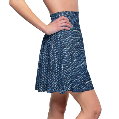 Denim-Inspired Design - Distinct Textured Fabric Pattern - Women's Skater Skirt (AOP)