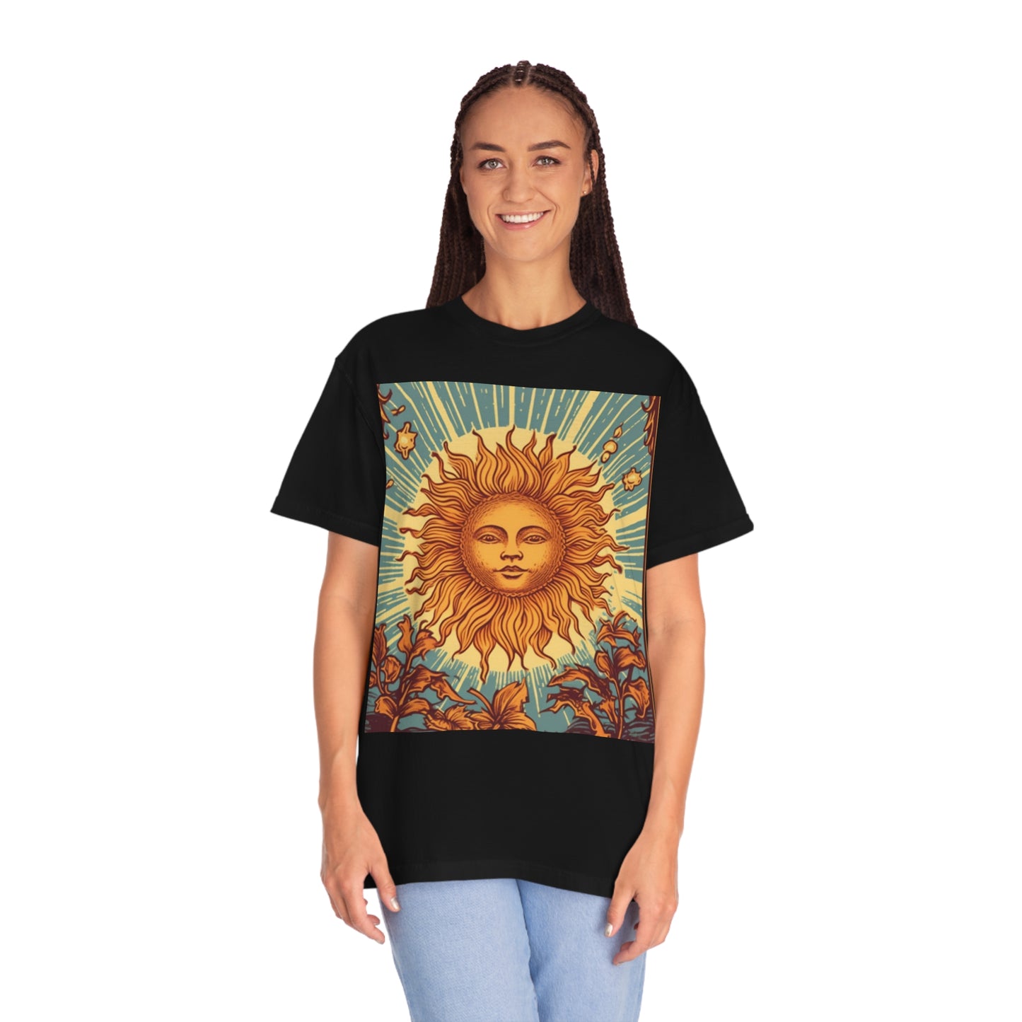 Sun Tarot Card Symbol of Growth, Life, and Radiance - Unisex Garment-Dyed T-shirt