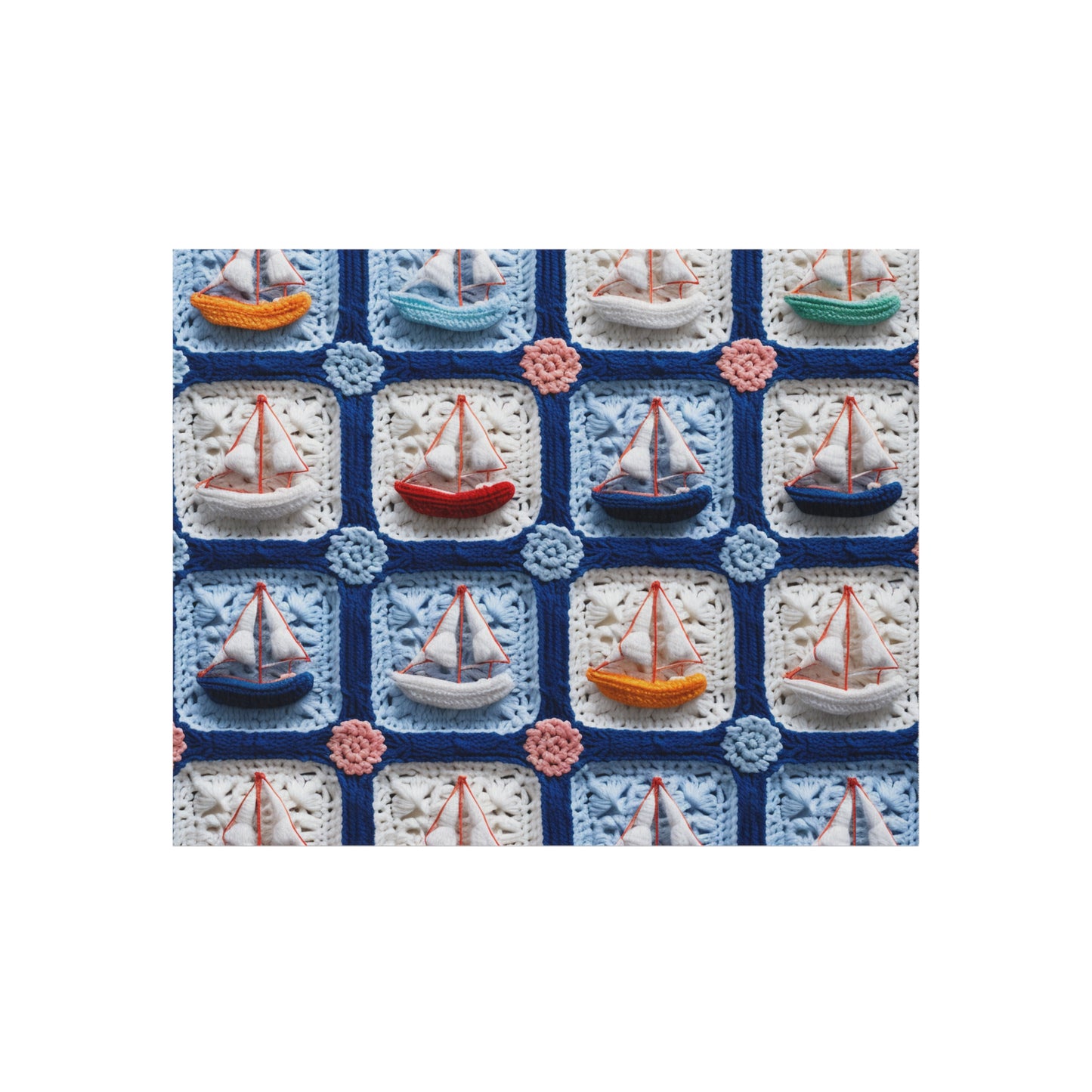 Crochet Boat Ship Sea Vessel Ocean Beach Travel Yacht Design - Outdoor Rug