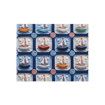 Crochet Boat Ship Sea Vessel Ocean Beach Travel Yacht Design - Outdoor Rug