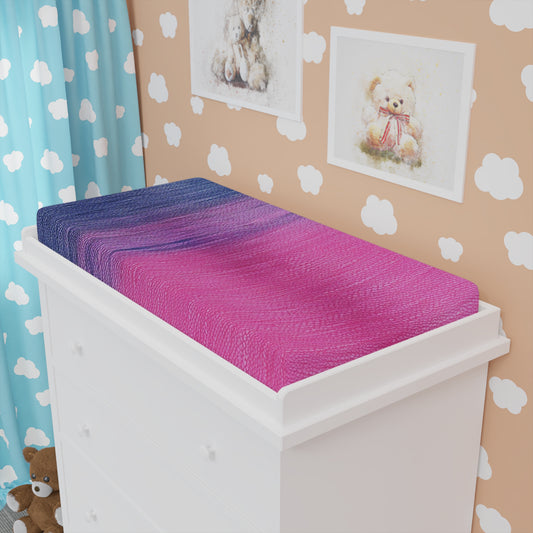 Dual Delight: Half-and-Half Pink & Blue Denim Daydream - Baby Changing Pad Cover