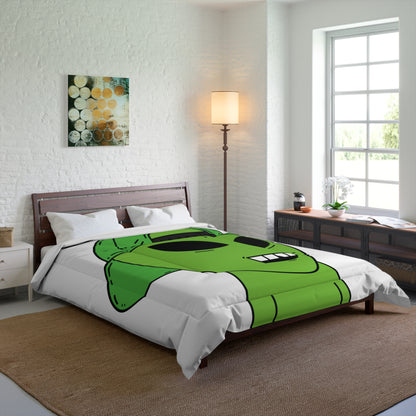 The Green Alien Visitor with Hat Bed Comforter