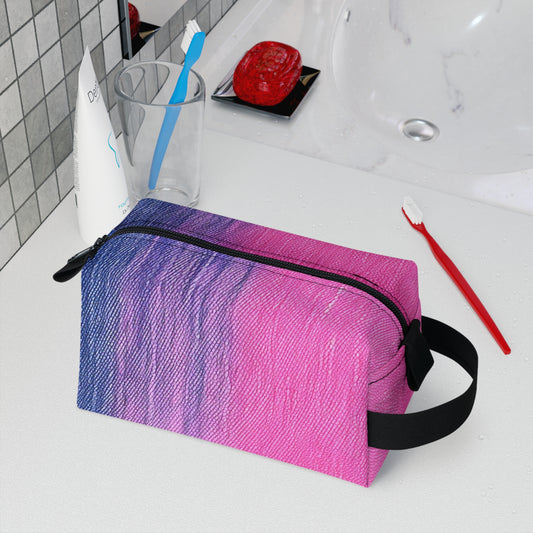 Dual Delight: Half-and-Half Pink & Blue Denim Daydream - Toiletry Bag