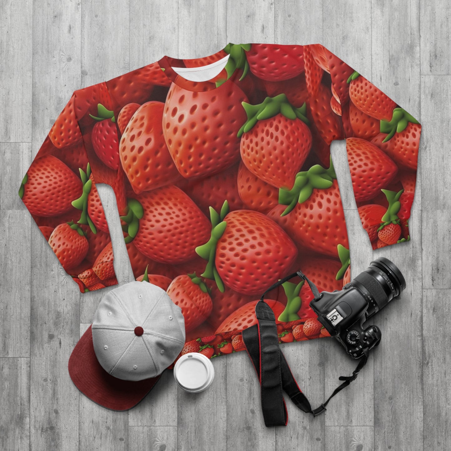 Fresas de jardín- Wild Sweet Gourmet - Granja que cultiva fruta roja madura -Sudadera unisex (AOP) 