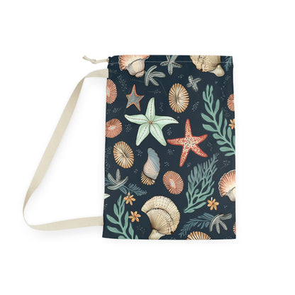 Seashells & Starfish Marine-Inspired Pattern Laundry Bag