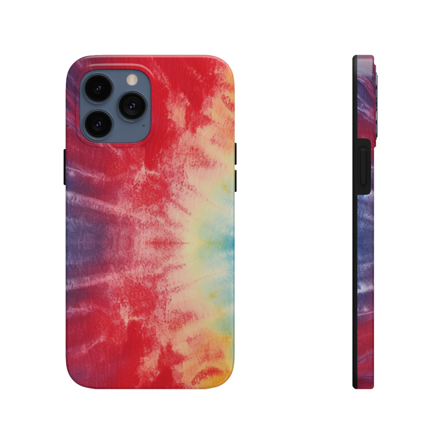 Rainbow Tie-Dye Denim: Vibrant Multi-Color, Fabric Design Spectacle - Tough Phone Cases