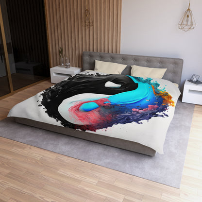 Yin Yang Symbol, Colorful Paint Style - Artistic Decor - Microfiber Duvet Cover