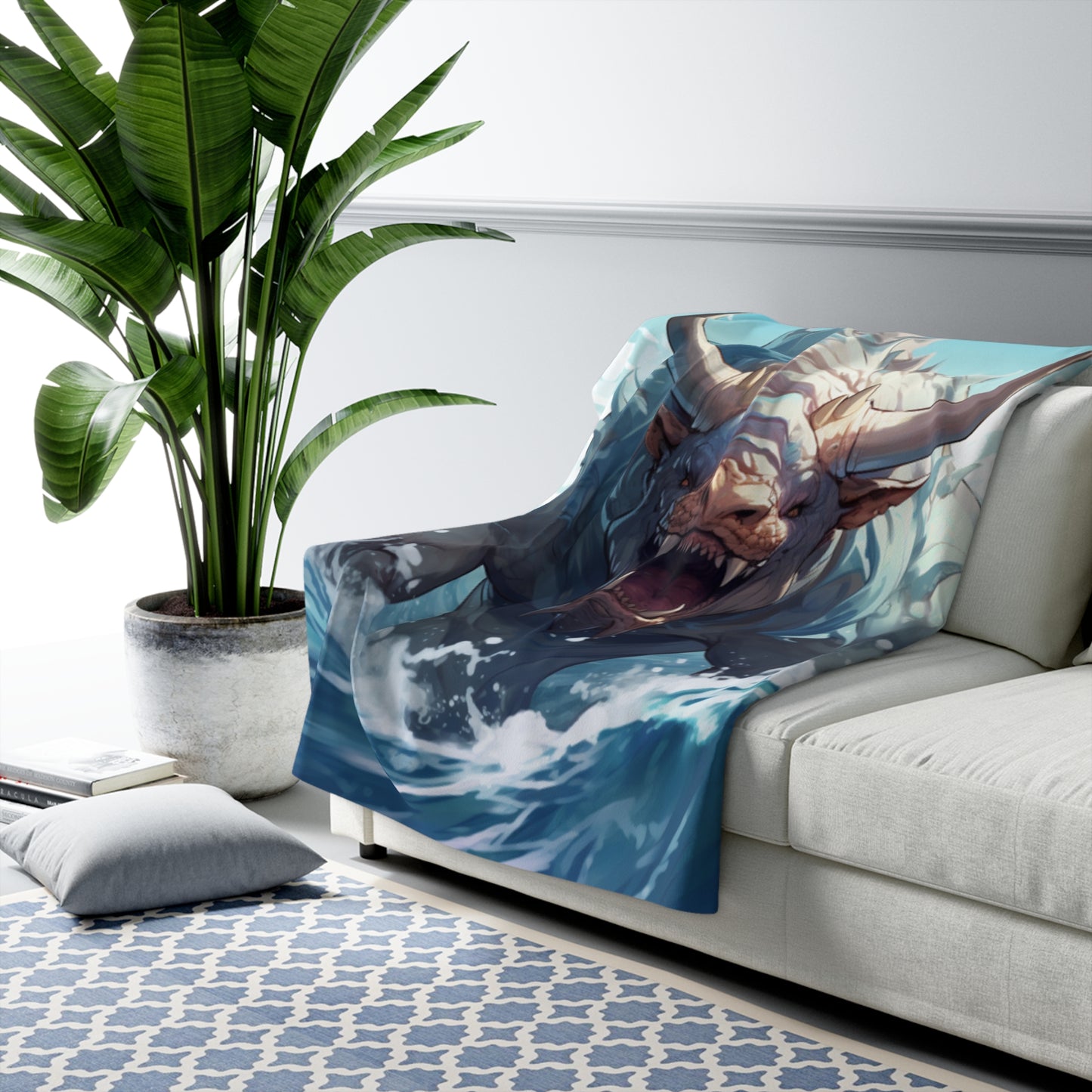 Bull Shark Fusion: Water Fantasy - Hybrid Ocean Marine Animal - Sherpa Fleece Blanket