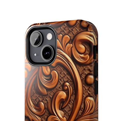 Leather Flower Cognac Classic Brown Timeless American Cowboy Design - Tough Phone Cases