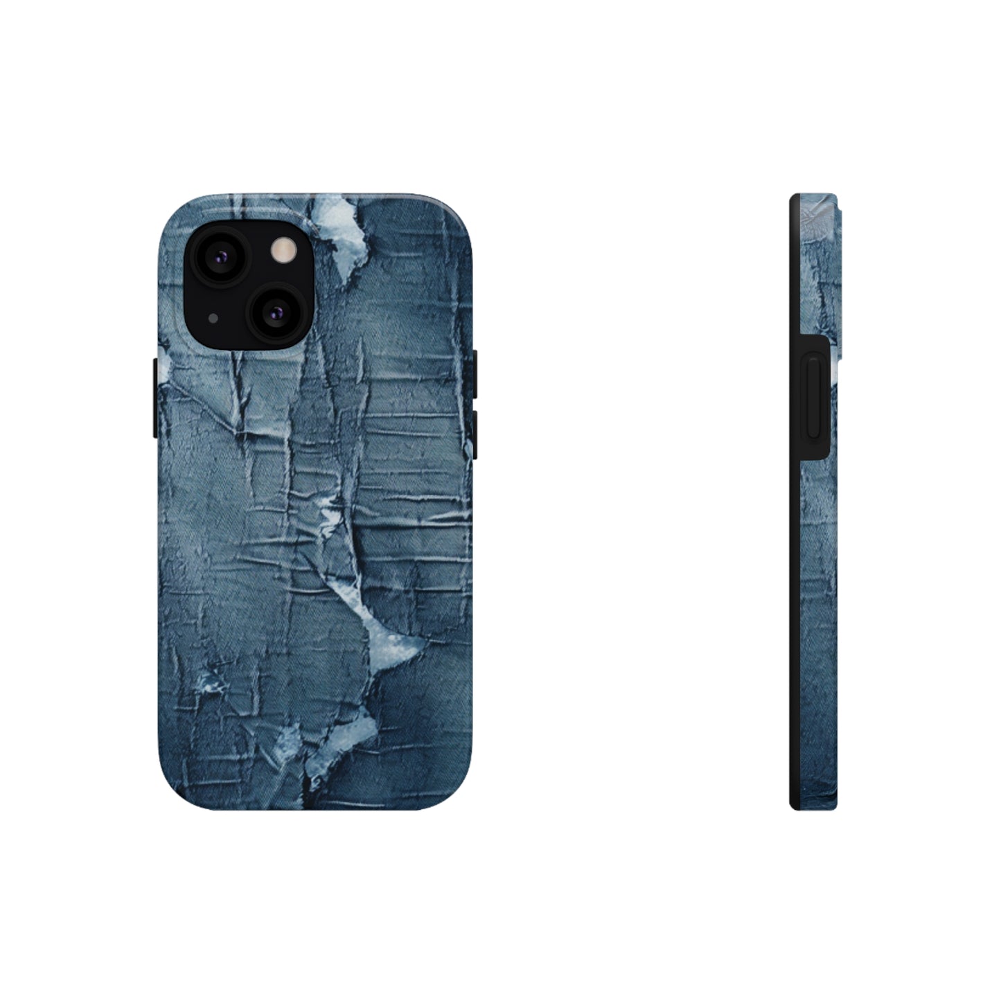 Distressed Blue Denim-Look: Edgy, Torn Fabric Design - Tough Phone Cases