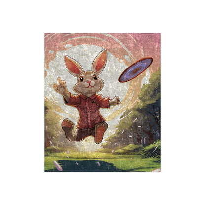 Disc Golf Rabbit: Bunny Aiming Frisbee for Basket Chain - Crushed Velvet Blanket