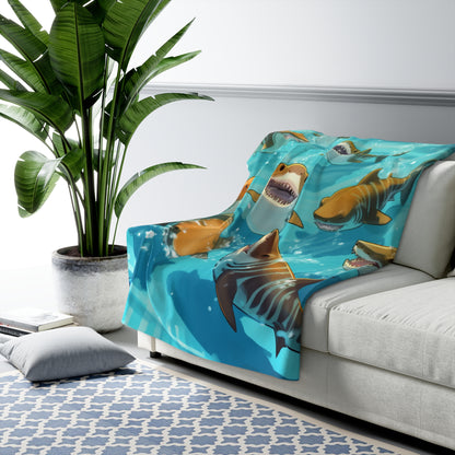 Tiger Shark: Ocean Marine Wildlife - Underwater - Sherpa Fleece Blanket