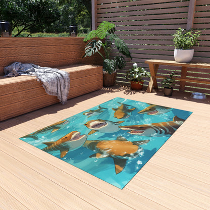 Tiger Shark: Ocean Marine Wildlife - Underwater - Outdoor Rug