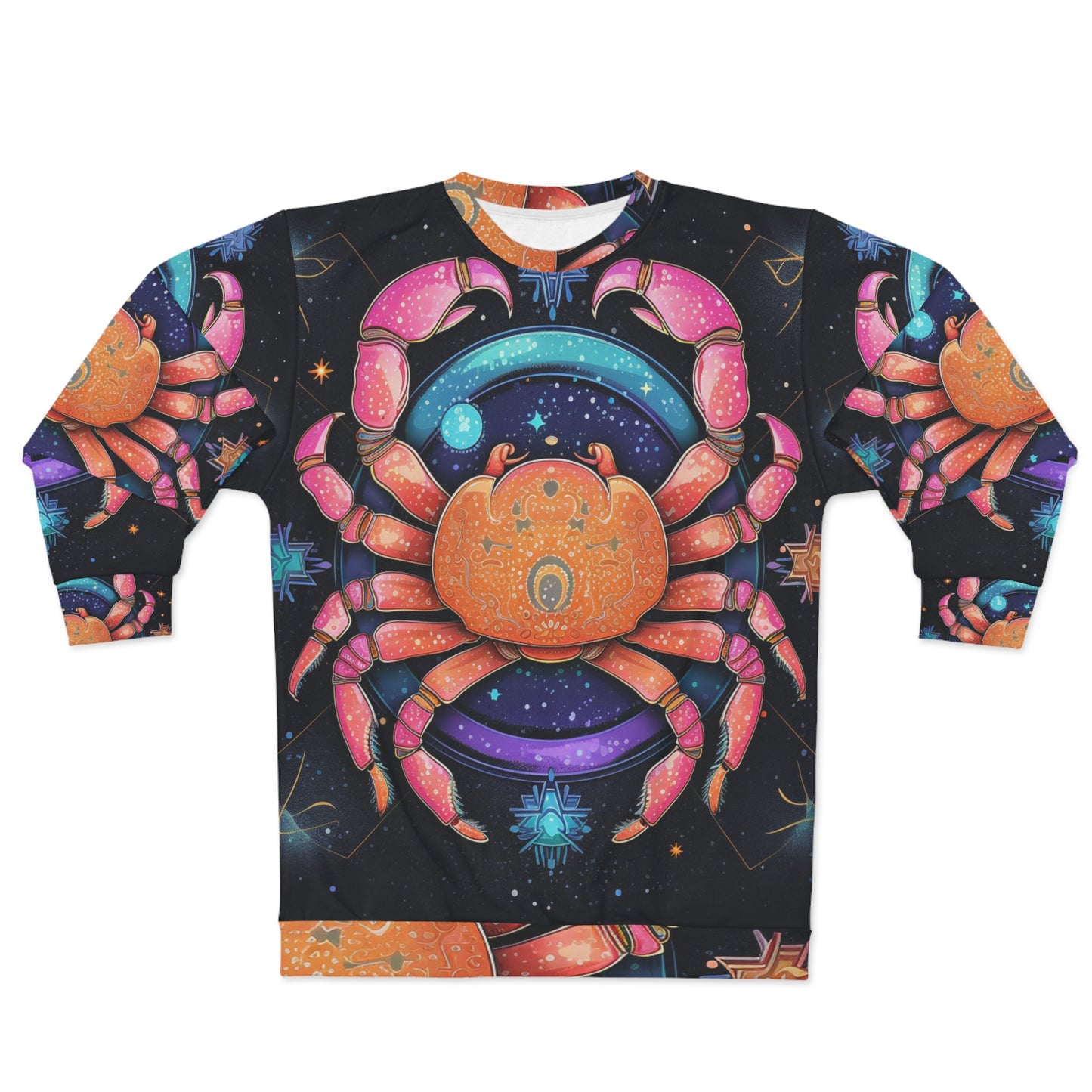 Cangrejo celestial arcoíris - Arte vibrante del signo del zodíaco del cáncer - Sudadera unisex (AOP) 