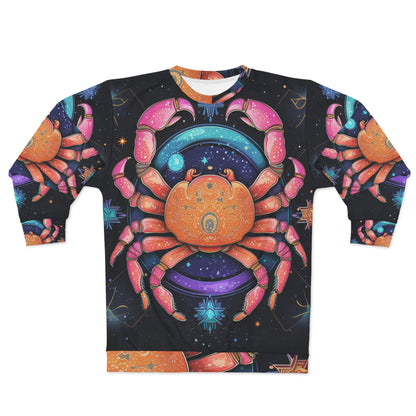 Cangrejo celestial arcoíris - Arte vibrante del signo del zodíaco del cáncer - Sudadera unisex (AOP) 