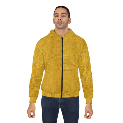 Radiant Sunny Yellow: tela de verano inspirada en la mezclilla - Sudadera con capucha y cremallera unisex (AOP) 