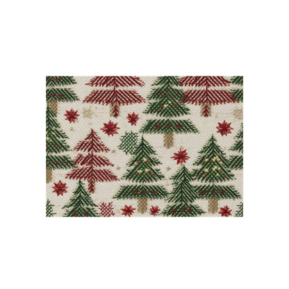 Embroidered Christmas Winter, Festive Holiday Stitching, Classic Seasonal Design - Outdoor Rug